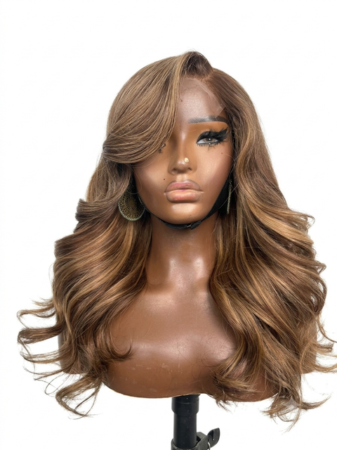 18" Caramel Honey and Blonde Brown Peruca (Ships in 7 Business Days)